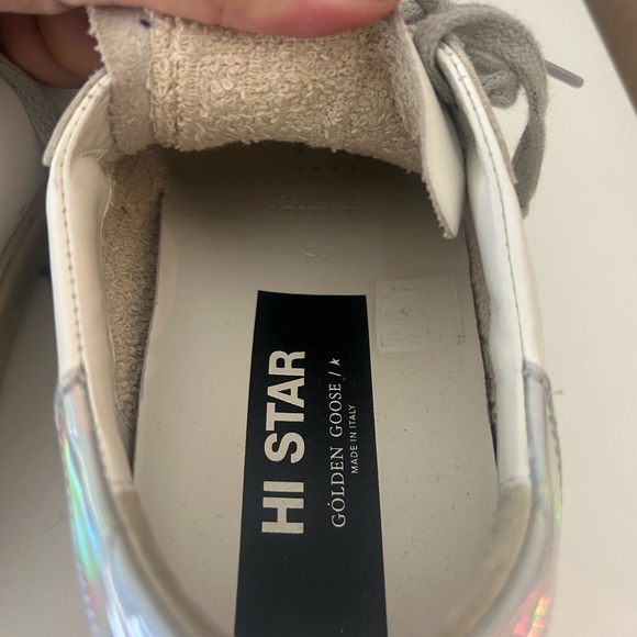 Golden Goose Hi Star White Glitter Star Mirror Heel - Picture 6 of 7